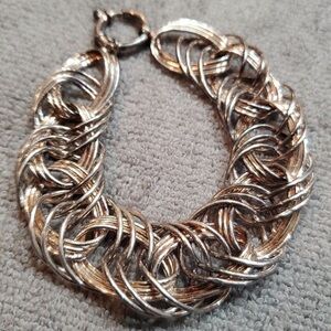 Sterling silver modern circle link bracelet